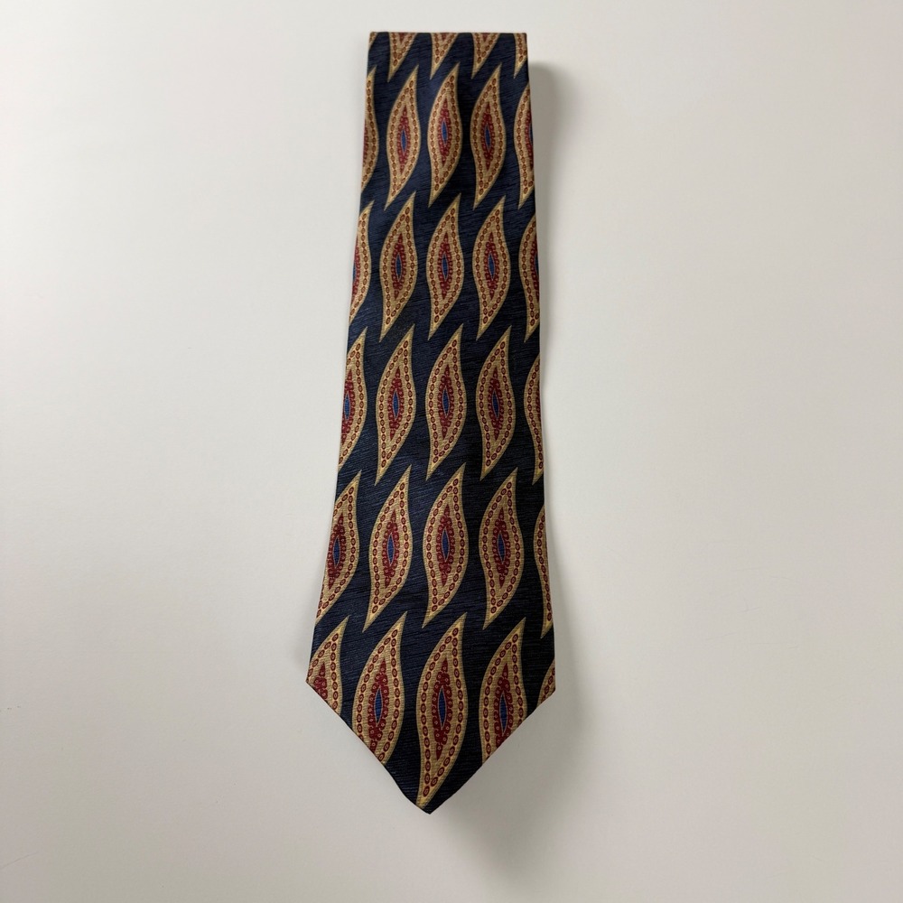 Emilio Romano Navy‎ Gold Geometric Silk Tie Italy